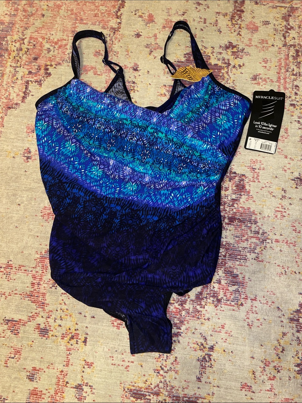 Miraclesuit Seraphina Blue One-Piece Swimsuit, Size 24